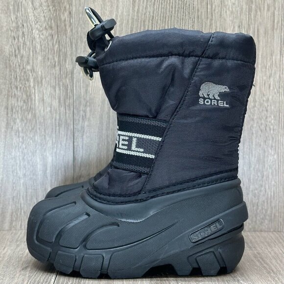 Sorel Snow Boots Youth Size 8 Cub Cozy Warm Insulated Winter Synthetic Black - Picture 4 of 12
